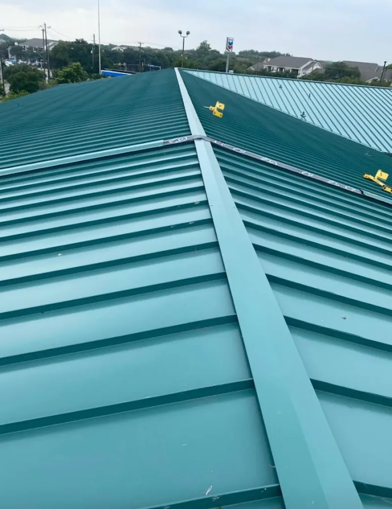 Green commercial metal roof ridge and valley for Metal Roof Repair in Ammon